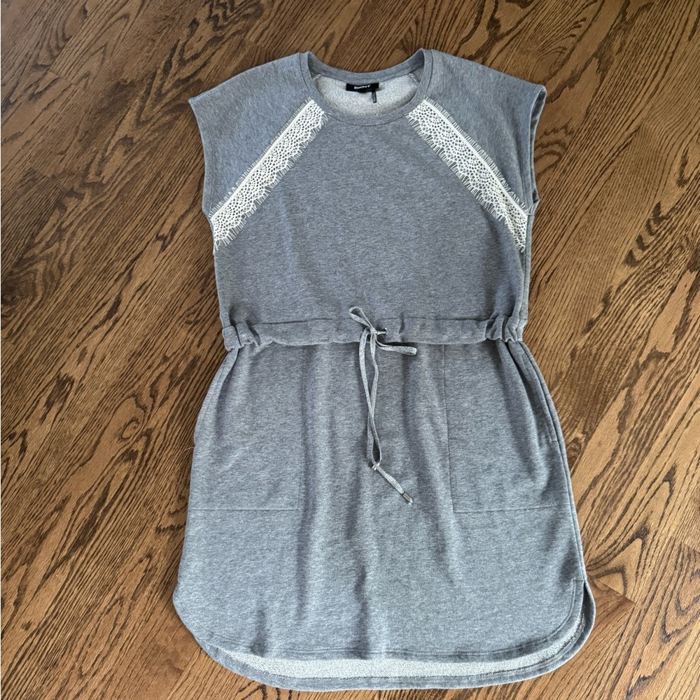 DKNY Gray Textured Knit Top